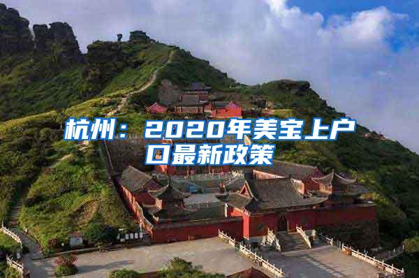 杭州：2020年美宝上户口最新政策