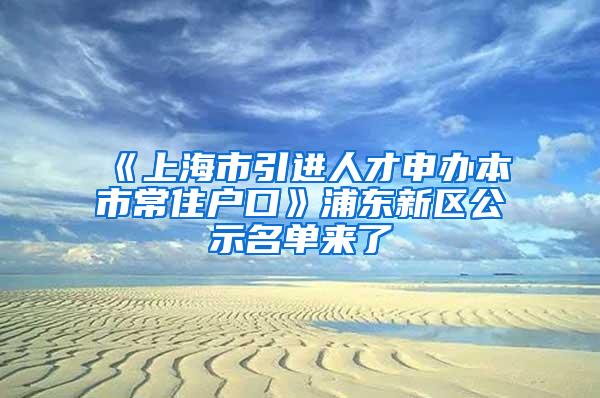 《上海市引进人才申办本市常住户口》浦东新区公示名单来了