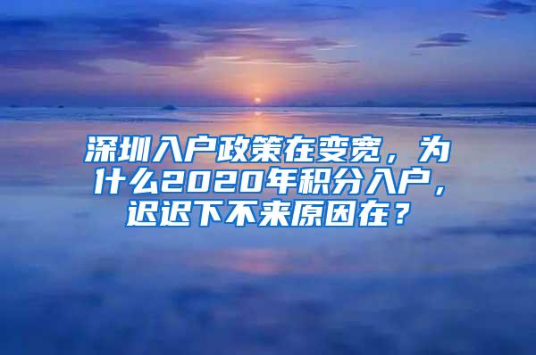 深圳入户政策在变宽，为什么2020年积分入户，迟迟下不来原因在？