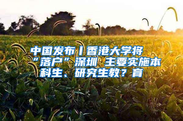 中国发布丨香港大学将“落户”深圳 主要实施本科生、研究生教？育