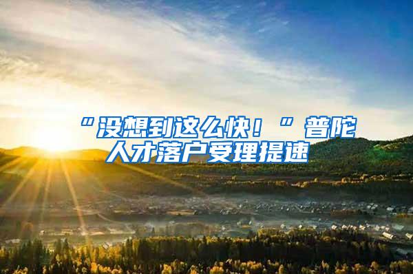 “没想到这么快！”普陀人才落户受理提速