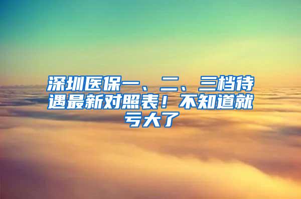 深圳医保一、二、三档待遇最新对照表！不知道就亏大了