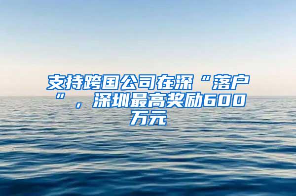 支持跨国公司在深“落户”，深圳最高奖励600万元