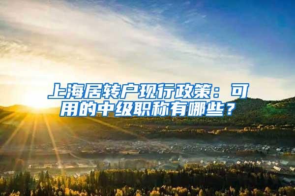 上海居转户现行政策：可用的中级职称有哪些？
