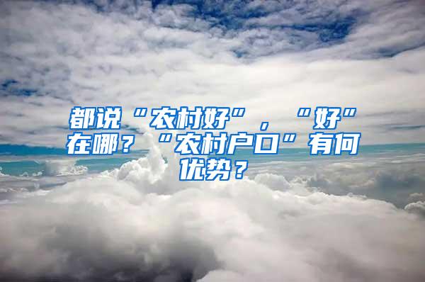 都说“农村好”，“好”在哪？“农村户口”有何优势？