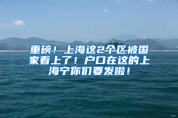 重磅！上海这2个区被国家看上了！户口在这的上海宁你们要发啦！