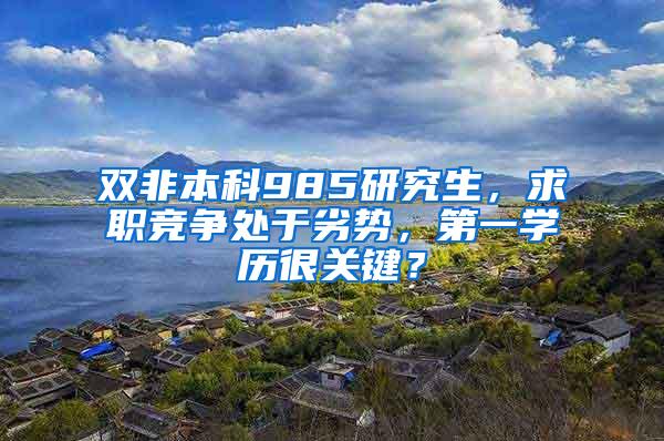 双非本科985研究生，求职竞争处于劣势，第一学历很关键？