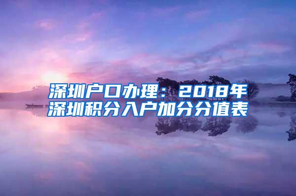 深圳户口办理：2018年深圳积分入户加分分值表