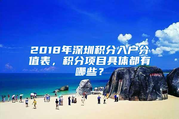 2018年深圳积分入户分值表，积分项目具体都有哪些？