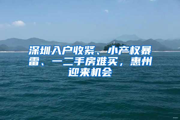 深圳入户收紧、小产权暴雷、一二手房难买，惠州迎来机会