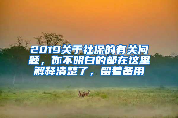 2019关于社保的有关问题，你不明白的都在这里解释清楚了，留着备用