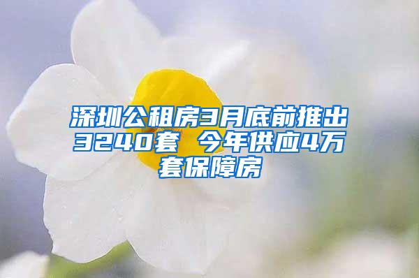 深圳公租房3月底前推出3240套 今年供应4万套保障房