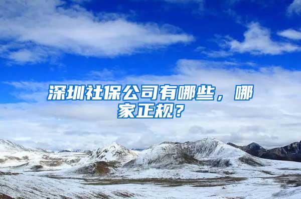 深圳社保公司有哪些，哪家正规？