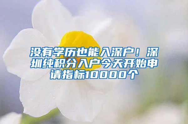 没有学历也能入深户！深圳纯积分入户今天开始申请指标10000个