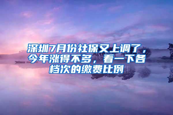 深圳7月份社保又上调了，今年涨得不多，看一下各档次的缴费比例