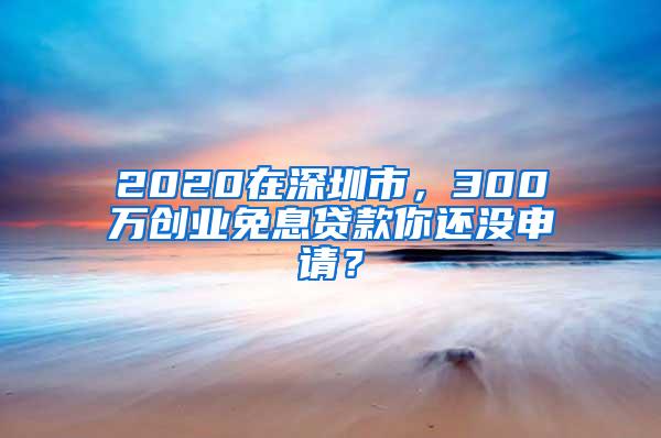 2020在深圳市，300万创业免息贷款你还没申请？