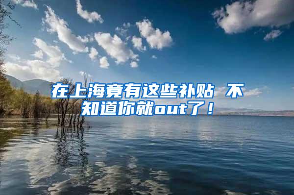 在上海竟有这些补贴 不知道你就out了！