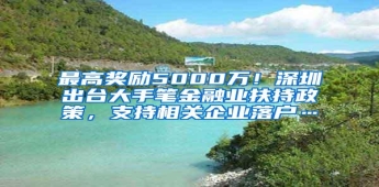 最高奖励5000万！深圳出台大手笔金融业扶持政策，支持相关企业落户…